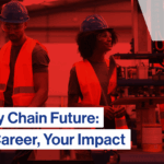 A group of people wearing orange safety vests and helmets work with a robotic arm. The text reads, 