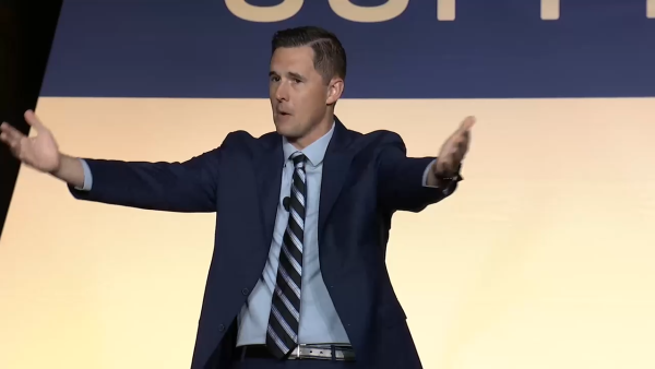 Speaker discussing leadership
