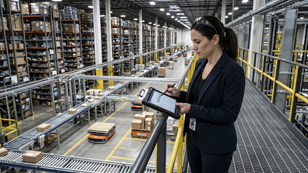Person on warehouse platform
